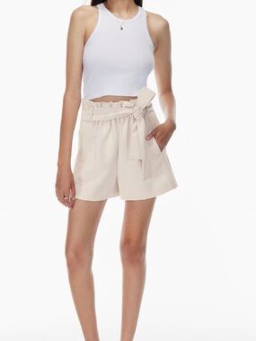 Aritzia High-Waist Paperbag Tie Shorts - White - Size 4